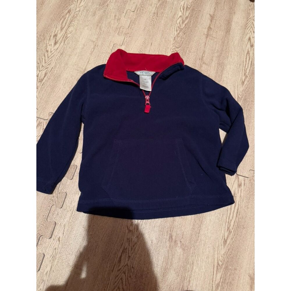 Vintage The Arizona Jean Co Quarter Zip Fleece Pullover Navy Red